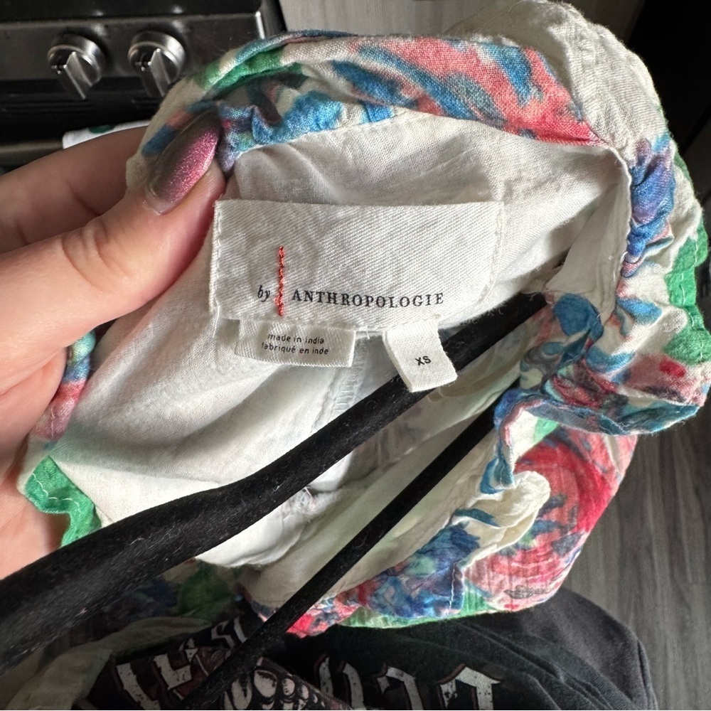 Anthropologie Floral Banded Blouse Size XS - Picture 10 of 15